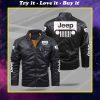 Jeep car all over print fleece leather jacket