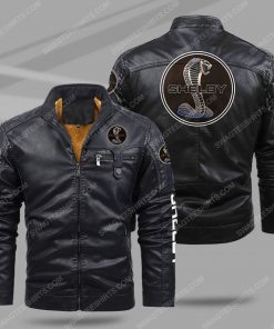 Shelby cobra snake all over print fleece leather jacket - black 1 - Copy