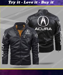 The acura car all over print fleece leather jacket