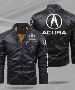 The acura car all over print fleece leather jacket - black 1 - Copy