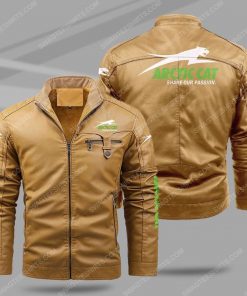 The arctic cat share our passion all over print fleece leather jacket - cream 1