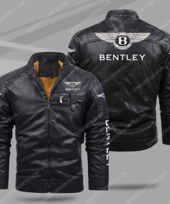 The bentley car all over print fleece leather jacket - black 1
