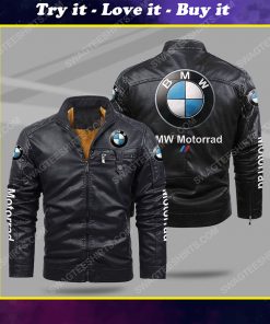 The bmw motorrad all over print fleece leather jacket