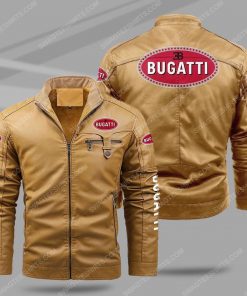 The bugatti car all over print fleece leather jacket - cream 1 - Copy