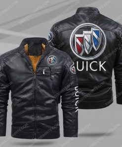 The buick car all over print fleece leather jacket - black 1