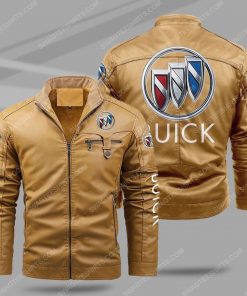 The buick car all over print fleece leather jacket - cream 1 - Copy