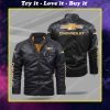 The chevrolet car all over print fleece leather jacket