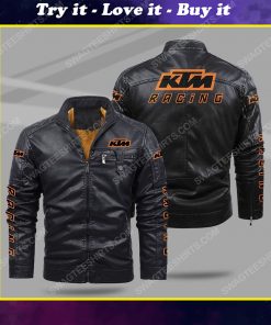 The ktm racing all over print fleece leather jacket