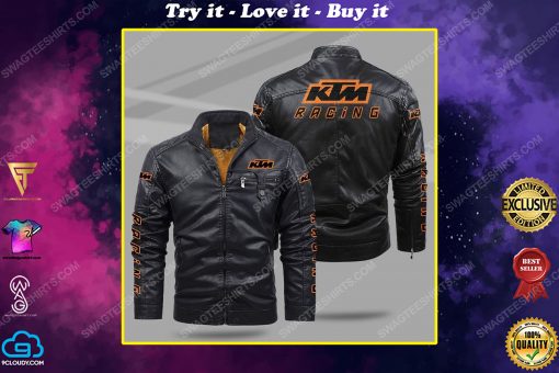 The ktm racing all over print fleece leather jacket