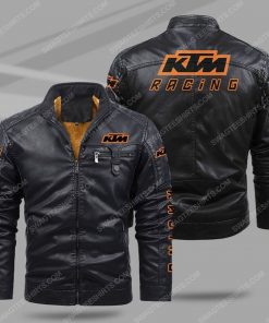 The ktm racing all over print fleece leather jacket - black 1 - Copy
