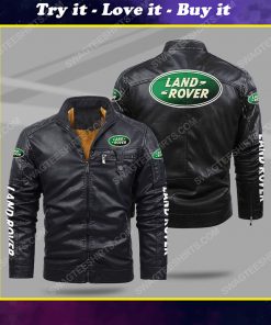 The land rover car all over print fleece leather jacket