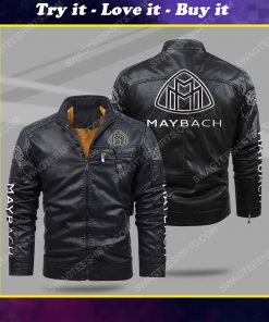 The maybach car all over print fleece leather jacket