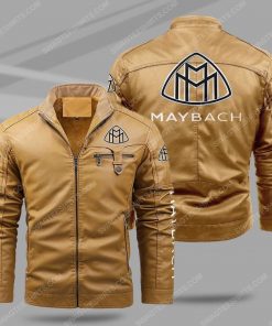 The maybach car all over print fleece leather jacket - cream 1