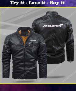 The mclaren car all over print fleece leather jacket