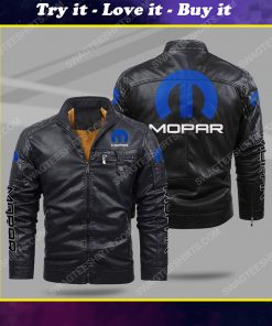 The mopar car all over print fleece leather jacket