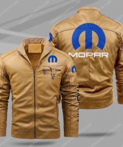 The mopar car all over print fleece leather jacket - cream 1