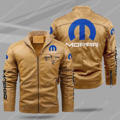 The mopar car all over print fleece leather jacket - cream 1 - Copy
