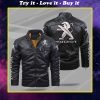The peugeot car all over print fleece leather jacket
