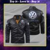 The volkswagen car all over print fleece leather jacket