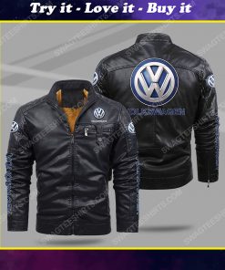 The volkswagen car all over print fleece leather jacket