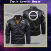 The volvo car all over print fleece leather jacket