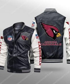 Arizona cardinals all over print leather bomber jacket - white