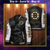 Boston bruins all over print leather bomber jacket
