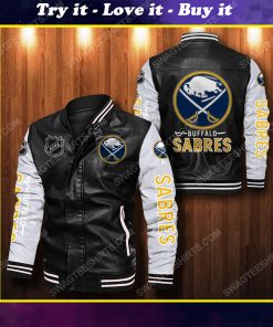 Buffalo sabres all over print leather bomber jacket
