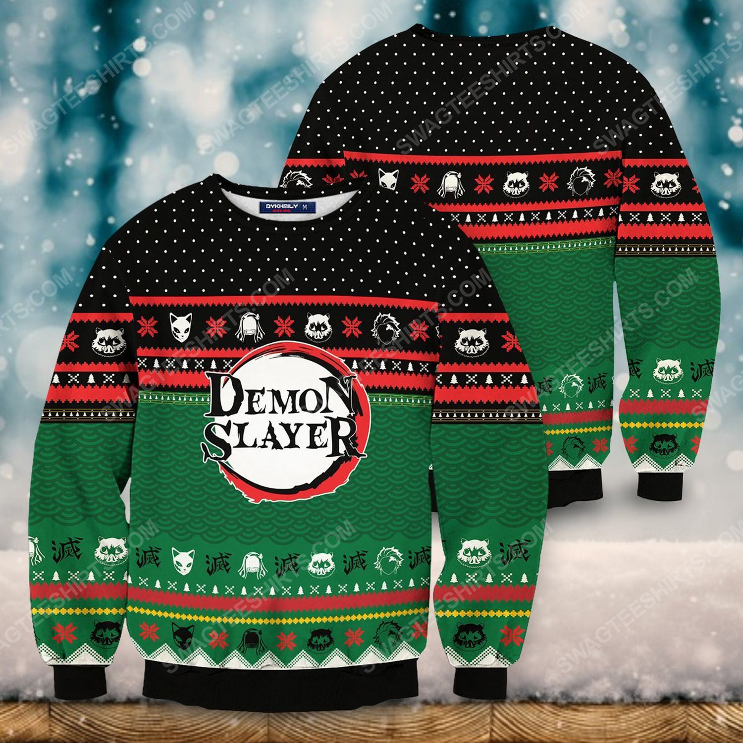 Christmas holiday demon slayer full print ugly christmas sweater 2