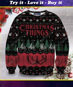 Christmas things stranger things full print ugly christmas sweater