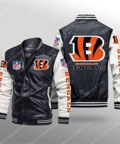 Cincinnati bengals all over print leather bomber jacket - white