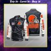 Cleveland browns all over print leather bomber jacket