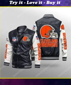 Cleveland browns all over print leather bomber jacket