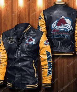 Colorado avalanche all over print leather bomber jacket - yellow