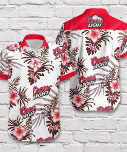 Coors light beer flower tropical short sleeve hawaiian shirt 2