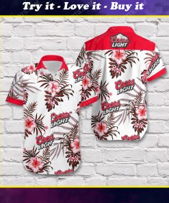 Coors light beer flower tropical short sleeve hawaiian shirt