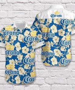 Corona beer blue gold tropical summer short sleeve hawaiian shirt 2
