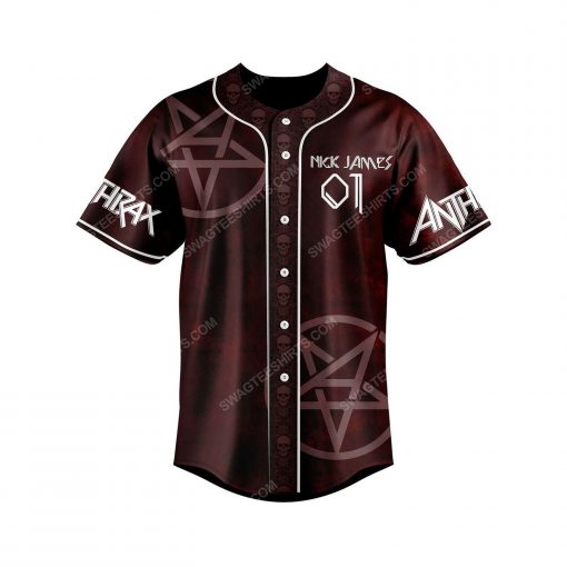 Custom anthrax rock band all over print baseball jersey 2
