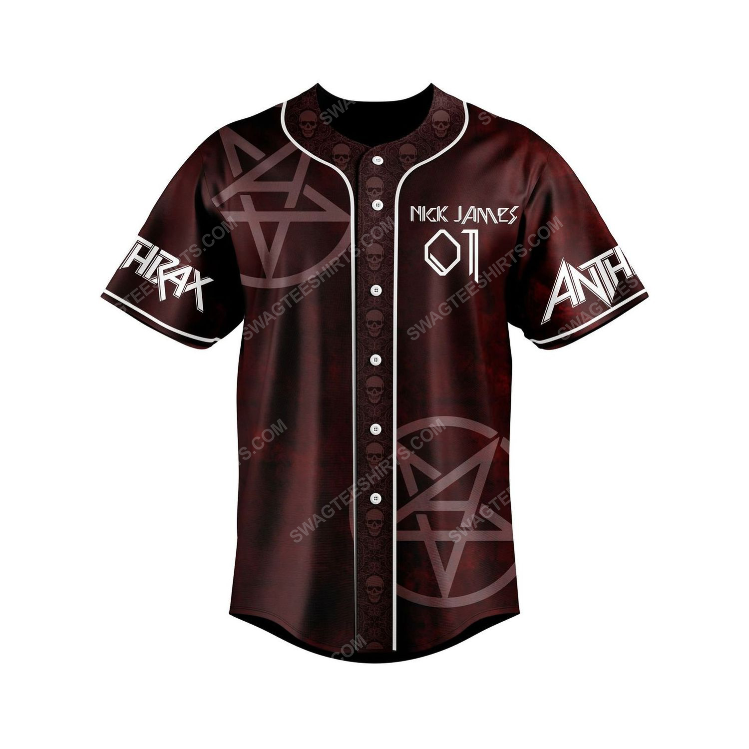 Custom anthrax rock band all over print baseball jersey 2 - Copy