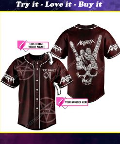Custom anthrax rock band all over print baseball jersey