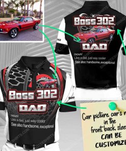 Custom boss 302 dad racing car all over print short sleeve polo shirt 1