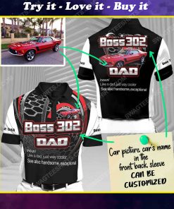 Custom boss 302 dad racing car all over print short sleeve polo shirt