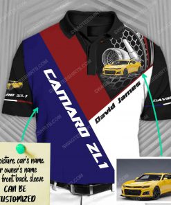 Custom chevrolet camaro car racing all over print polo shirt 1