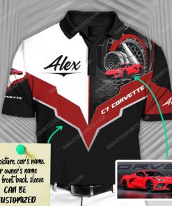 Custom chevrolet corvette c7 car racing all over print polo shirt 1