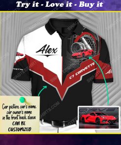 Custom chevrolet corvette c7 car racing all over print polo shirt
