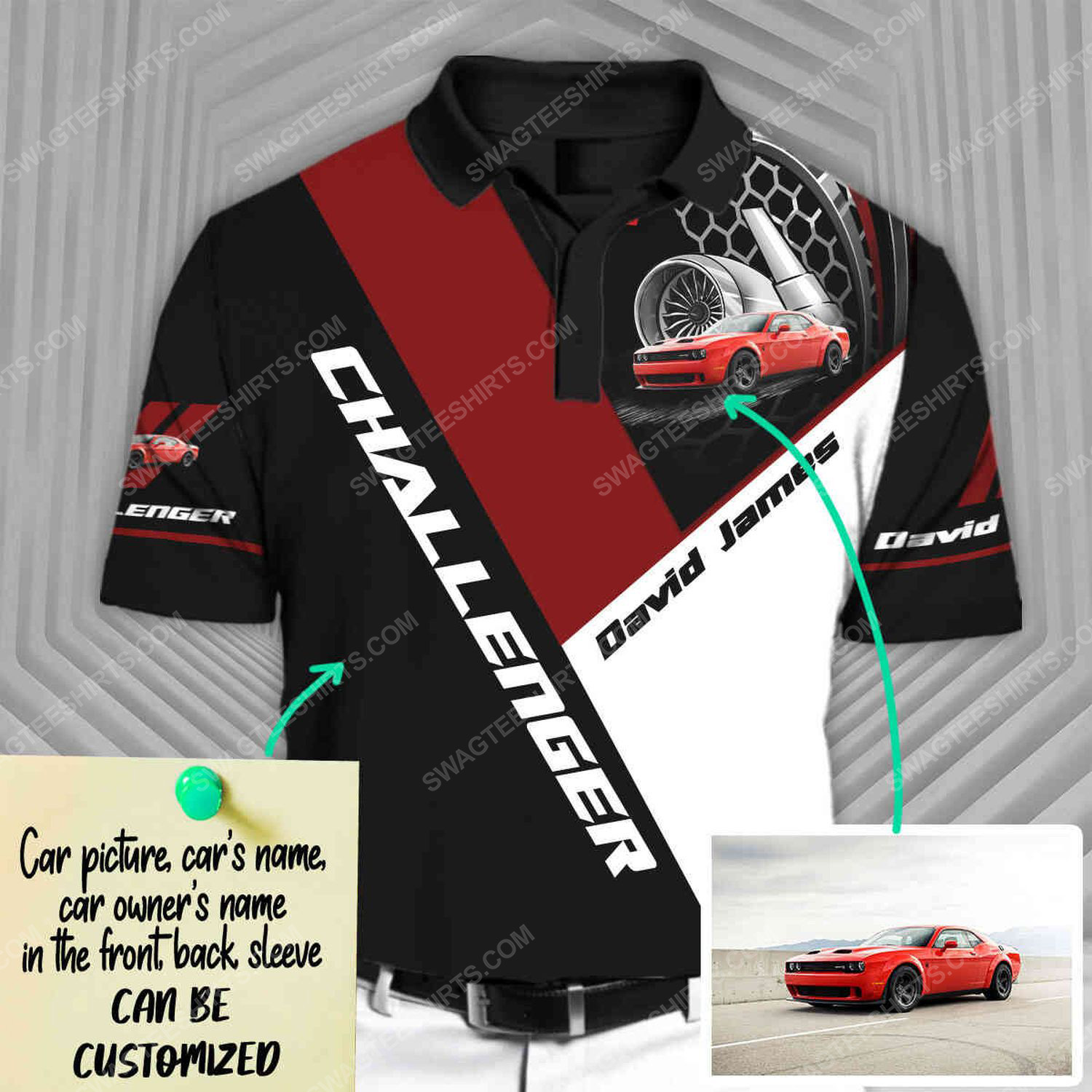 Custom dodge challenger car racing all over print polo shirt 1 - Copy (2)