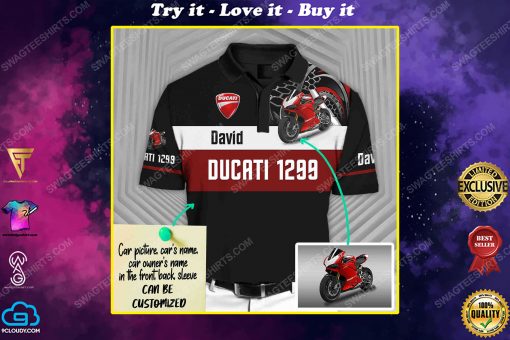 Custom ducati sports car racing all over print polo shirt