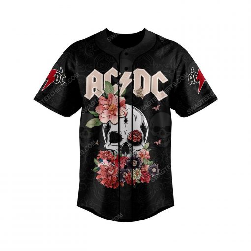 Custom floral acdc rock band all over print baseball jersey 2
