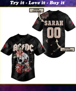 Custom floral acdc rock band all over print baseball jersey