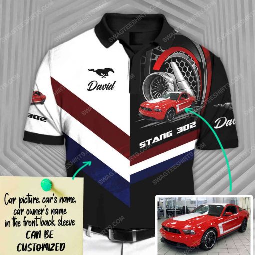 Custom ford mustang sports car racing all over print polo shirt 1